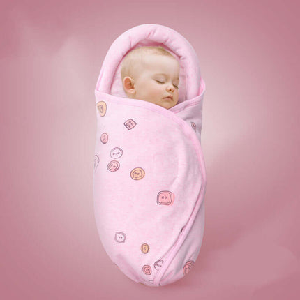 Baby Pure Cotton Summer Cartoon Sleeping Bag with baby peacefully sleeping in a pink swaddle.