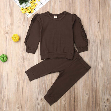 Baby Ruffles Jumper Solid Outfit infant pants set.
