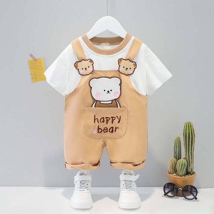 Baby Summer Cartoon Overalls Suit short sleeve top.