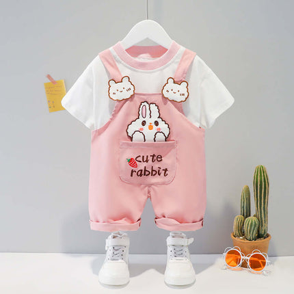 Baby Summer Cartoon Overalls Suit khaki strap pants.