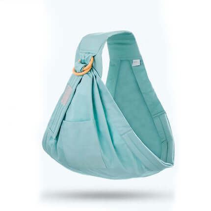 Baby Wrap Carrier Sling blue green color.