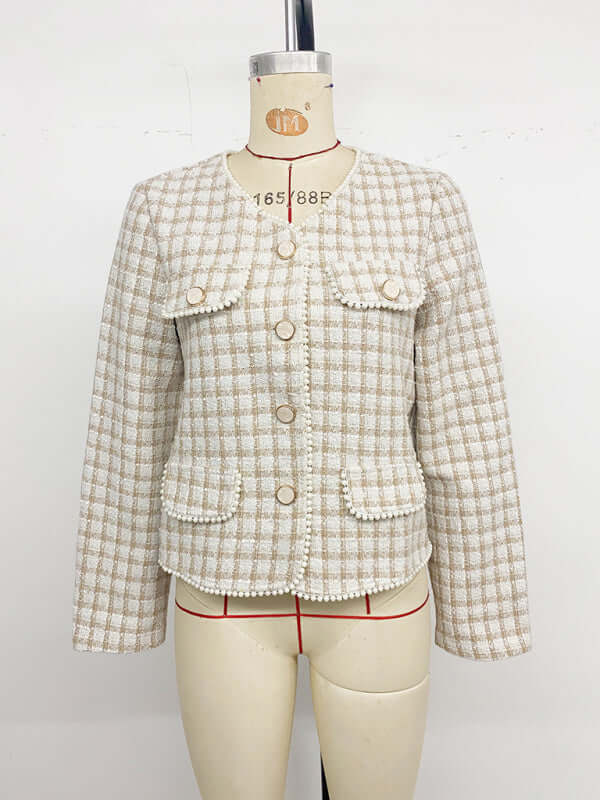 Beaded Chanel Style Slim Fit Cardigan Jacket full outfit display