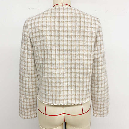 Beaded Chanel Style Slim Fit Cardigan Jacket back view fit