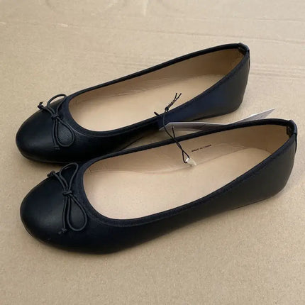 Bowknot Ballerina Womens Flat Slip-On Loafers top view