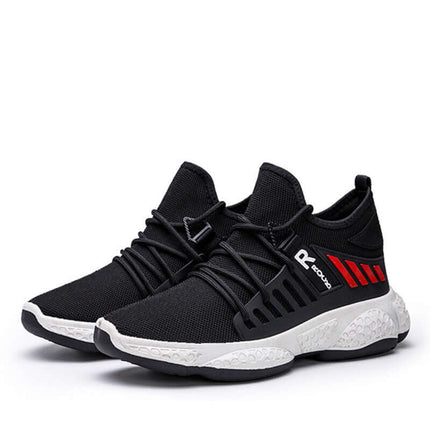 breathable mesh sports sneakers for men lightweight comfort black color