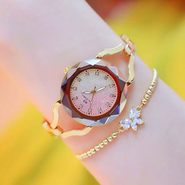 BS Bee Sister FA1565 Ladies Chain Watch front look showcasing aurora star diamond simulated dial brilliance