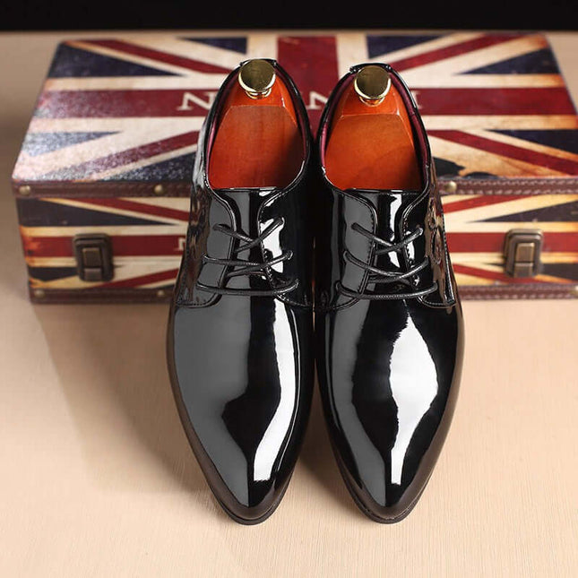 Business Casual Leather Slip-On Dress Shoes for Men top angle