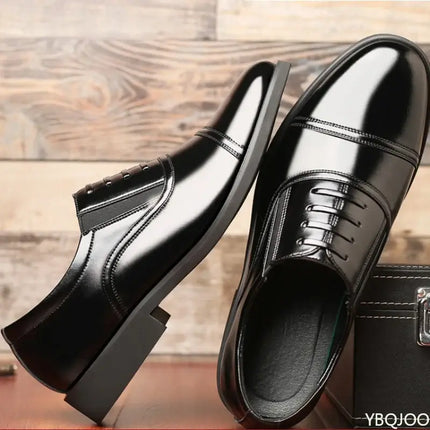 Business Formal Black Round Toe Mens Leather Shoes side