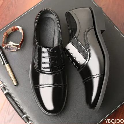 Business Formal Black Round Toe Mens Leather Shoes elegant design
