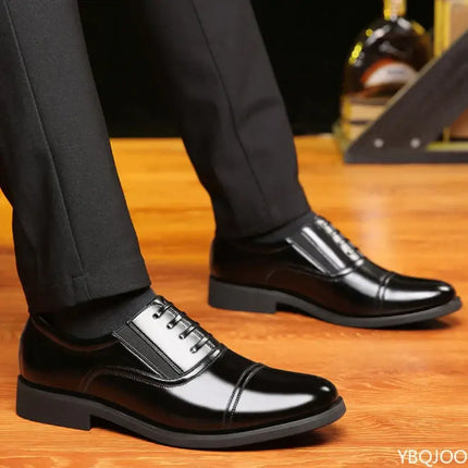 Business Formal Black Round Toe Mens Leather Shoes professional look