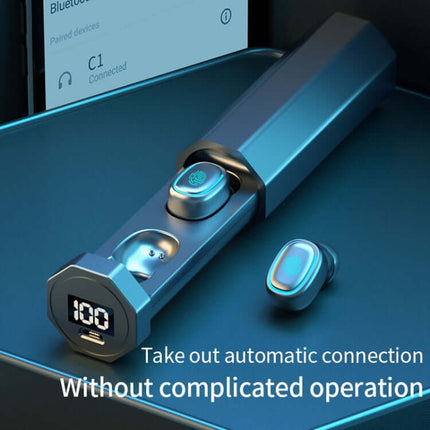 c1 tws bluetooth 5.0 touch digital display earphones compact design