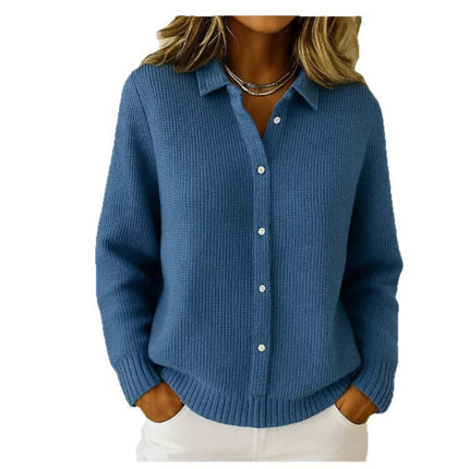 Casual Button Knit Lapel Sweater Cardigan for Women button detail