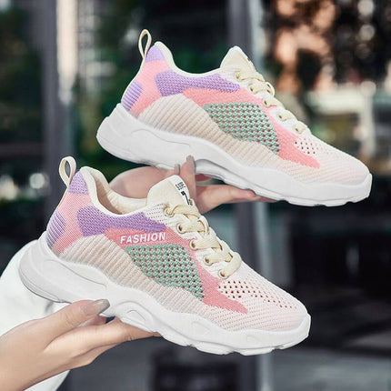 Casual Colorblock Lace-up Sneakers Lightweight Walking Shoes