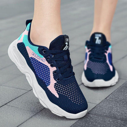 Casual Colorblock Lace-up Sneakers Trendy Color Block Pattern