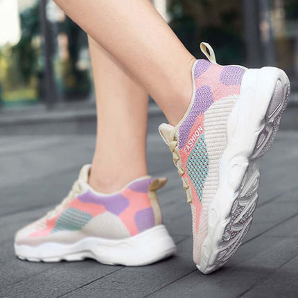 Casual Colorblock Lace-up Sneakers Stylish Athletic Inspired Look