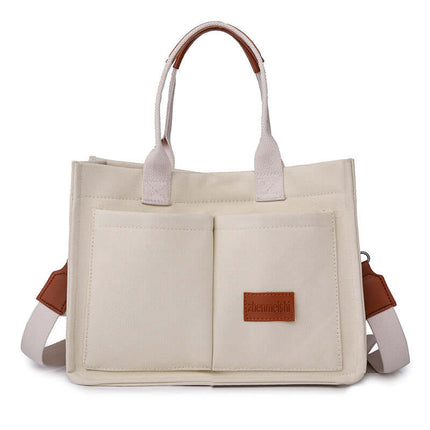 Casual Daily Canvas Tote Shoulder Mommy Bag Large Capacity detachable hook hardware.