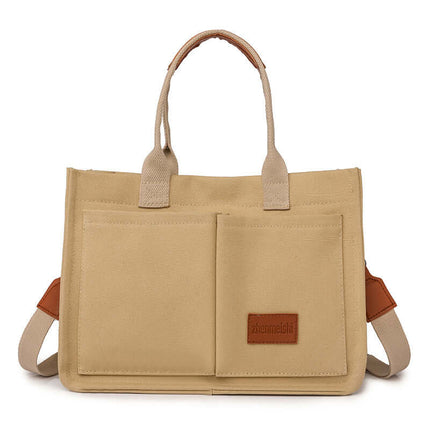 Casual Daily Canvas Tote Shoulder Mommy Bag Large Capacity sewing line popular elements.