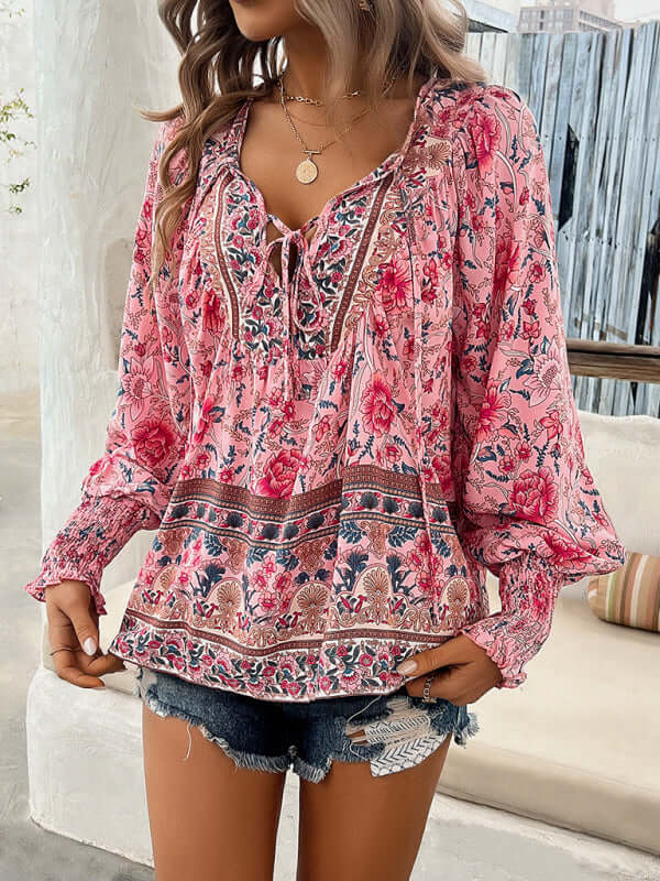 Casual Holiday Print Long Sleeve T Shirt front view