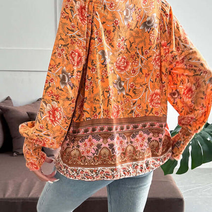 Casual Holiday Print Long Sleeve T Shirt close up floral print