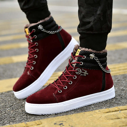 Casual Men Fleece Lined Sneakers black lace up