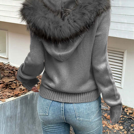 Minimalist Hooded Knit Sweater for Women Casual Style cozy fabric