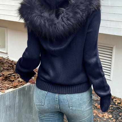Minimalist Hooded Knit Sweater for Women Casual Style lounge outfit