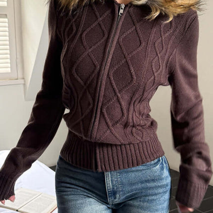 Minimalist Hooded Knit Sweater for Women Casual Style front view