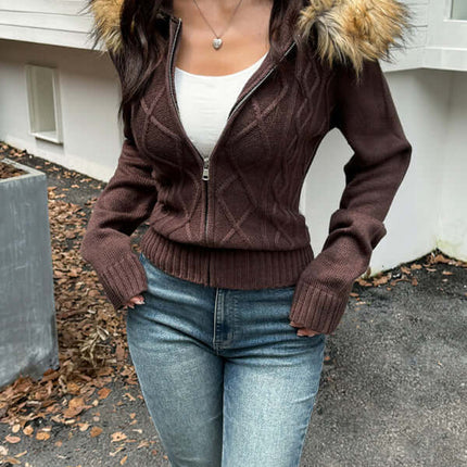 Minimalist Hooded Knit Sweater for Women Casual Style relaxed fit