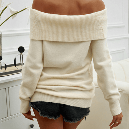One Shoulder Knit Pullover Sweater for Women winter casual wear look