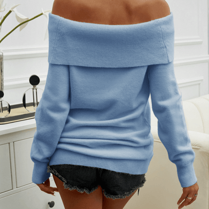 One Shoulder Knit Pullover Sweater for Women cozy weekend wear look
