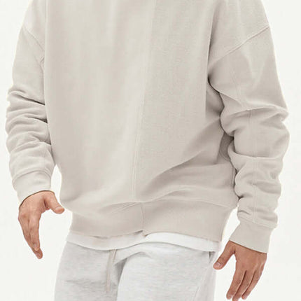 Casual Knit Crew Sweatshirt with Stitch Detail for Men spring outfit