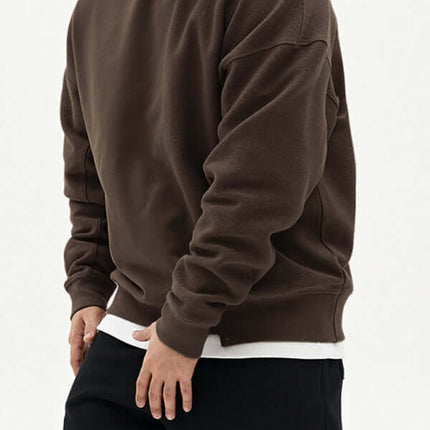 Casual Knit Crew Sweatshirt with Stitch Detail for Men dropped shoulder cut