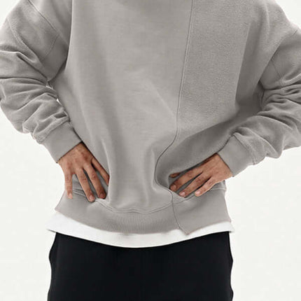 Casual Knit Crew Sweatshirt with Stitch Detail for Men front view