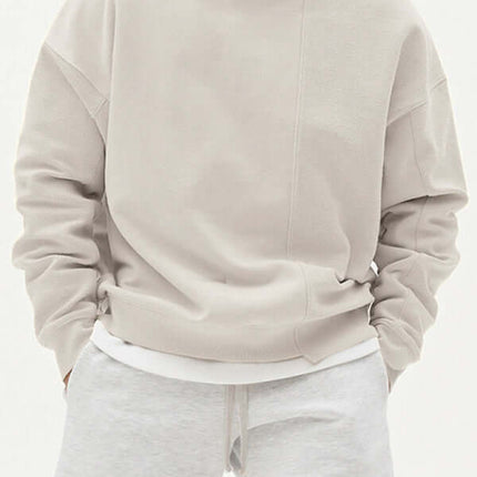 Casual Knit Crew Sweatshirt with Stitch Detail for Men back view