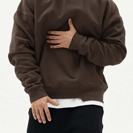 Casual Knit Crew Sweatshirt with Stitch Detail for Men side angle