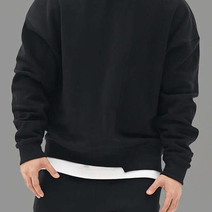 Casual Knit Crew Sweatshirt with Stitch Detail for Men stitching detail