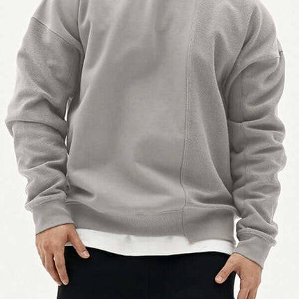 Casual Knit Crew Sweatshirt with Stitch Detail for Men daily casual wear