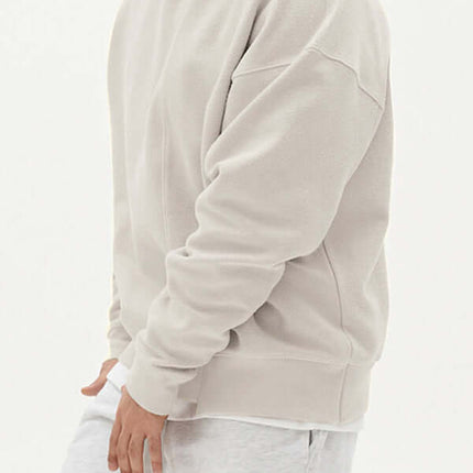 Casual Knit Crew Sweatshirt with Stitch Detail for Men campus outfit style