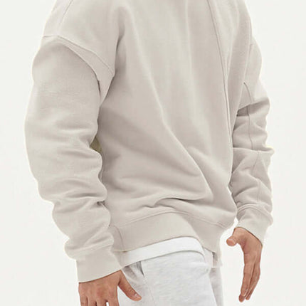 Casual Knit Crew Sweatshirt with Stitch Detail for Men streetwear look