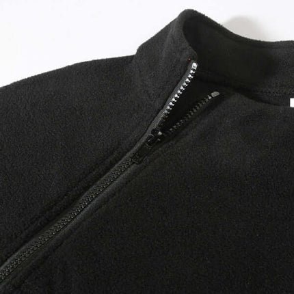 casual stand collar coral fleece long sleeve pullover jacket closeup