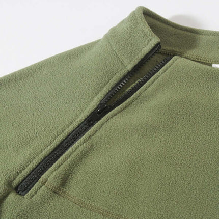 casual stand collar coral fleece long sleeve pullover jacket winter outfit