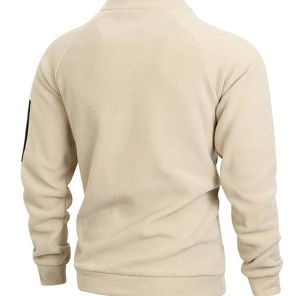 casual stand collar coral fleece long sleeve pullover jacket neckline view