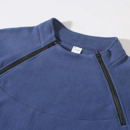 casual stand collar coral fleece long sleeve pullover jacket side view