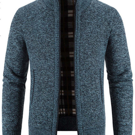Casual Stand Collar Knit Zip Jacket for Men modern slim fit casual wear