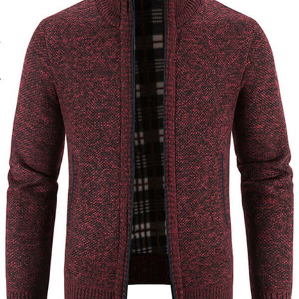 Casual Stand Collar Knit Zip Jacket for Men stylish front zipper design