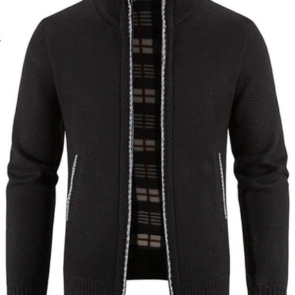 Casual Stand Collar Knit Zip Jacket for Men perfect for autumn and winter wear