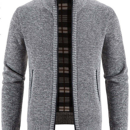 Casual Stand Collar Knit Zip Jacket for Men comfortable soft touch material