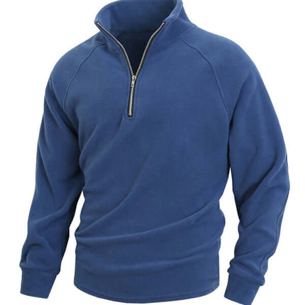 Stand Collar Coral Fleece Pullover Sweatshirt for Men front view