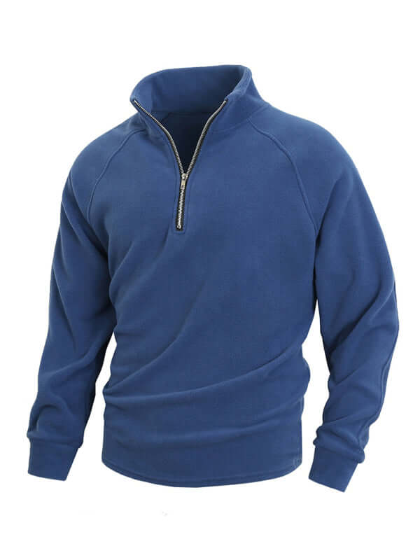 Stand Collar Coral Fleece Pullover Sweatshirt for Men front view