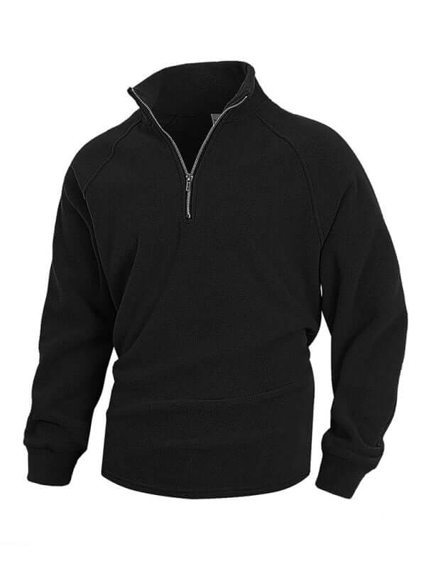 Stand Collar Coral Fleece Pullover Sweatshirt for Men back view